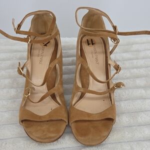 Marion Parke Bernadette Suede Strappy Mary Janes Tan size 11